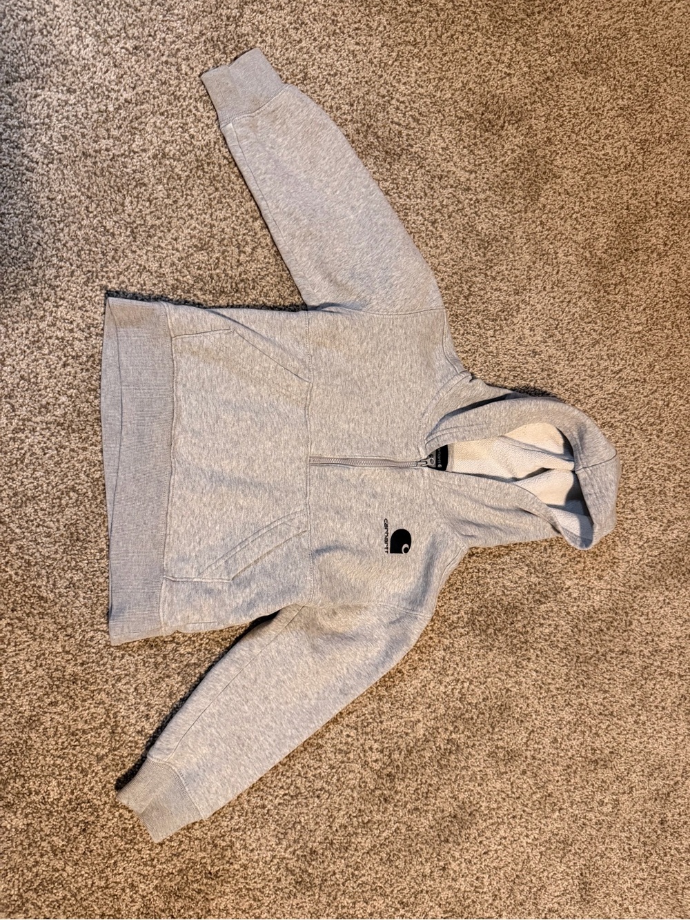 Carhartt Light Gray Half-Zip Hooded Sweatshirt